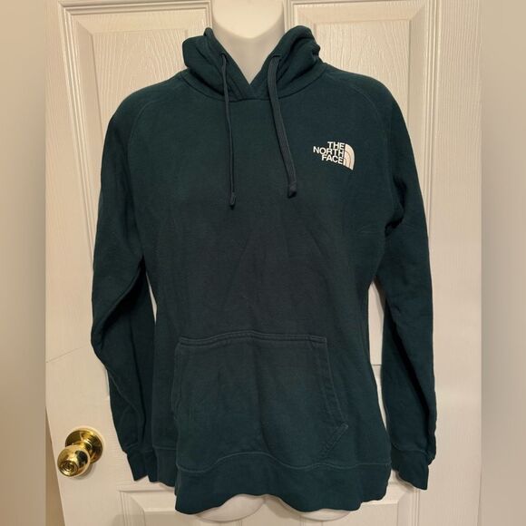 The North Face Sz M Womens Red Box Pine Never Stop Exploring Green Fleece Hoodie - Picture 1 of 9